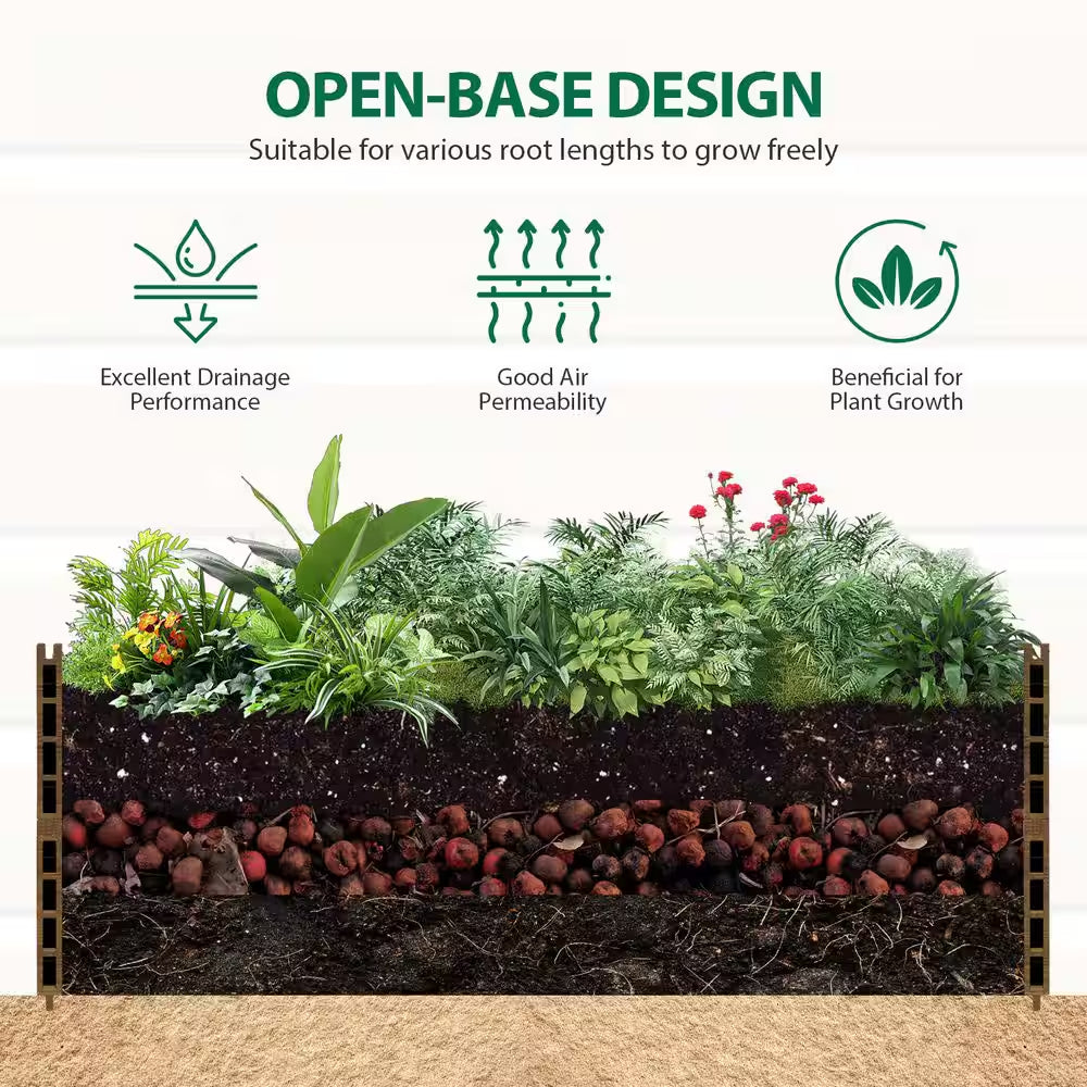 59 In. Tall Black Composite Wood Panels Planter Box with Aluminum Frame Vertical Design for Climbing Plants