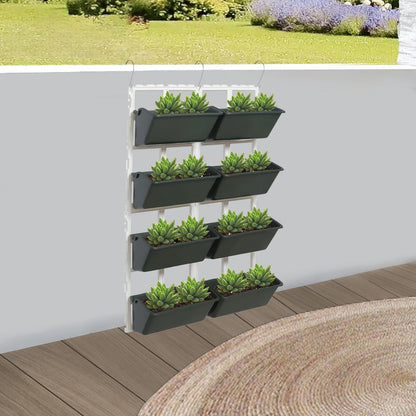 Modern Vertical Hanging Planter Stand for Indoor&Outdoor Garden, 8-Tier Rectangular Flower Pot Holder, Wall-Mounted Balcony Rack