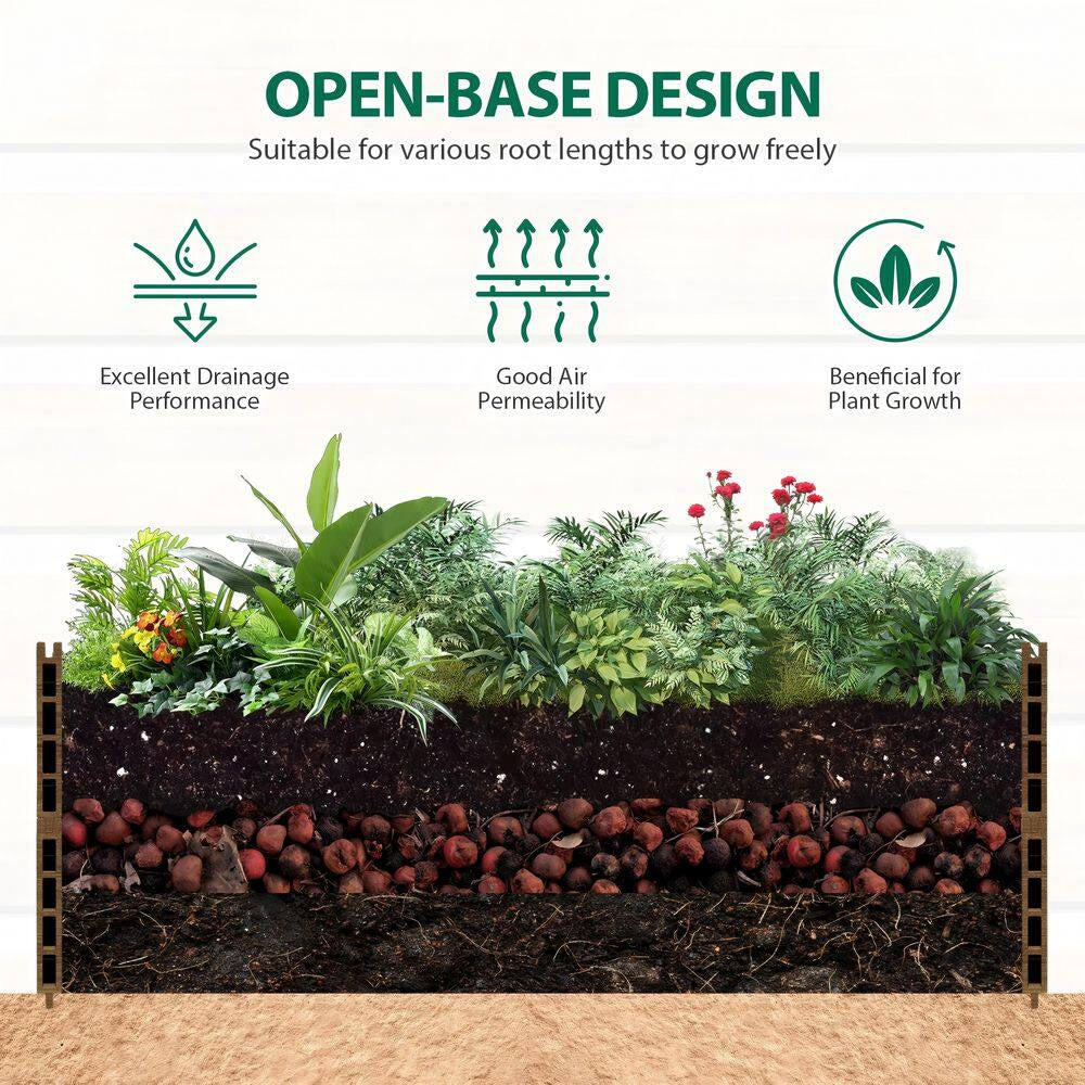 59 In. Tall Brown Composite Wood Panels Planter Box with Aluminum Frame Vertical Design for Climbing Plants