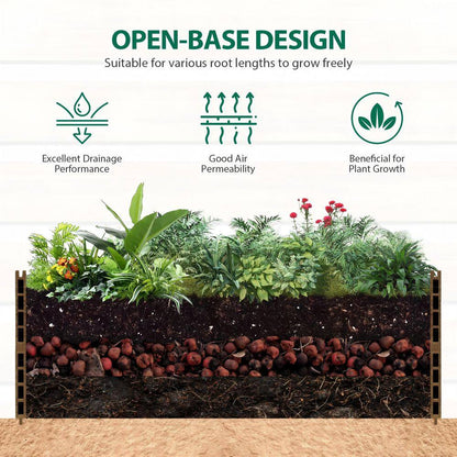 59 In. Tall Brown Composite Wood Panels Planter Box with Aluminum Frame Vertical Design for Climbing Plants