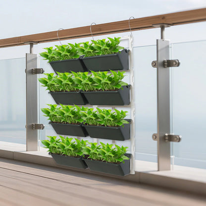 Modern Vertical Hanging Planter Stand for Indoor&Outdoor Garden, 8-Tier Rectangular Flower Pot Holder, Wall-Mounted Balcony Rack