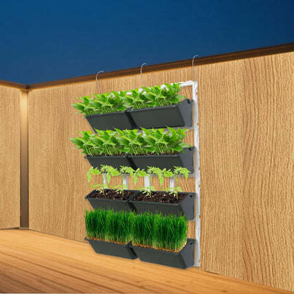 Modern Vertical Hanging Planter Stand for Indoor&Outdoor Garden, 8-Tier Rectangular Flower Pot Holder, Wall-Mounted Balcony Rack