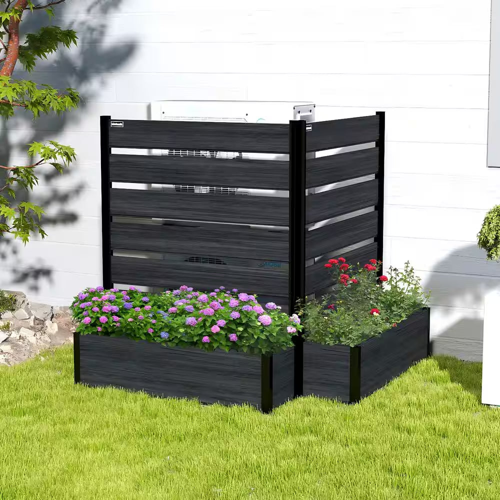 59 In. Tall Black Composite Wood Panels Planter Box with Aluminum Frame Vertical Design for Climbing Plants