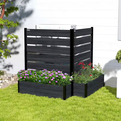 59 In. Tall Black Composite Wood Panels Planter Box with Aluminum Frame Vertical Design for Climbing Plants
