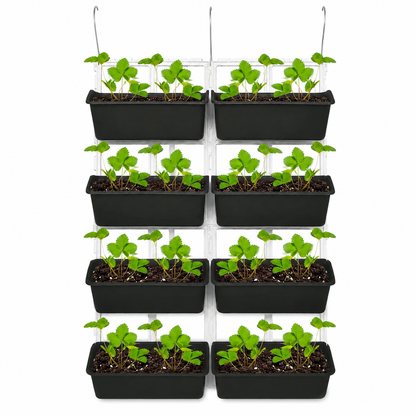 Modern Vertical Hanging Planter Stand for Indoor&Outdoor Garden, 8-Tier Rectangular Flower Pot Holder, Wall-Mounted Balcony Rack