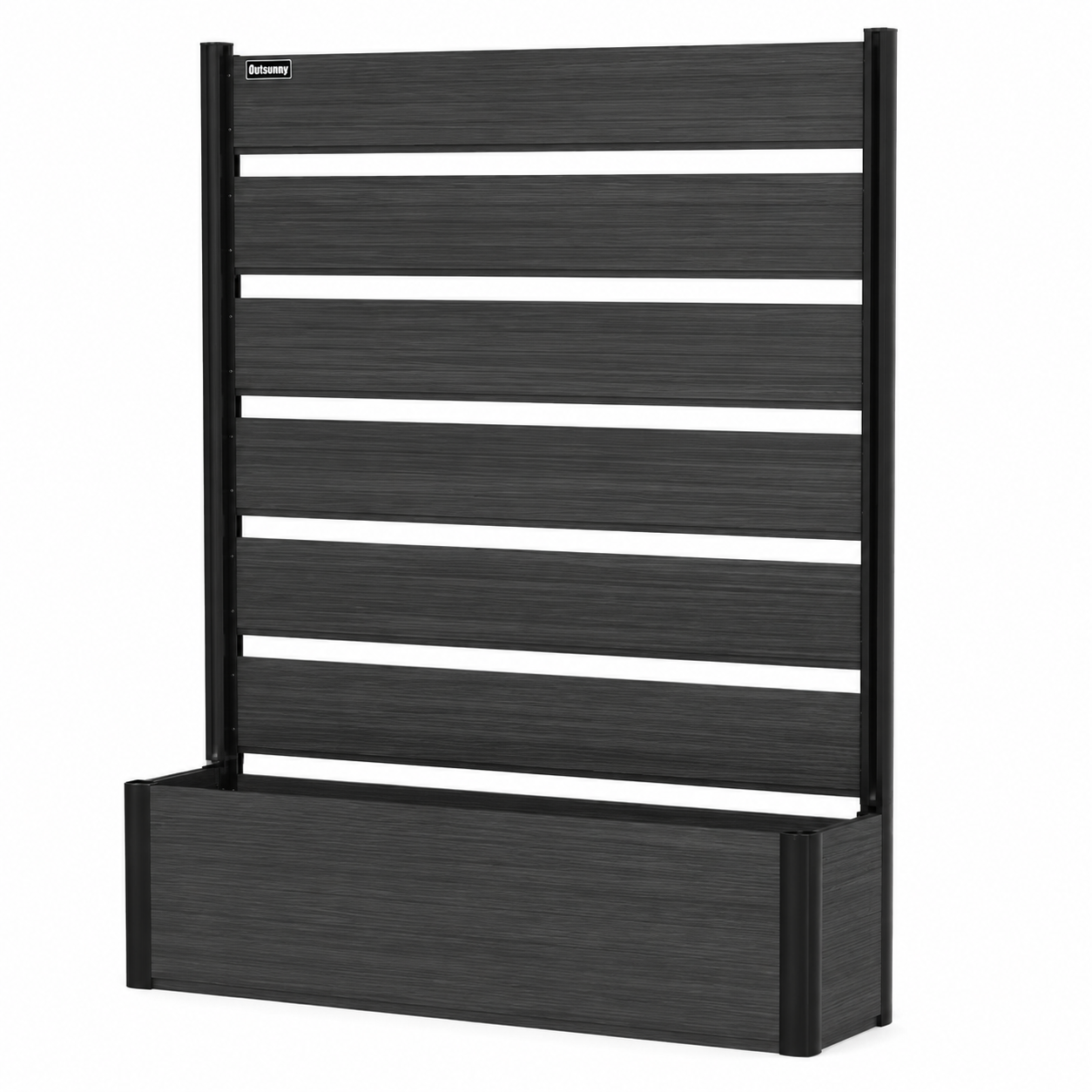 59 In. Tall Black Composite Wood Panels Planter Box with Aluminum Frame Vertical Design for Climbing Plants