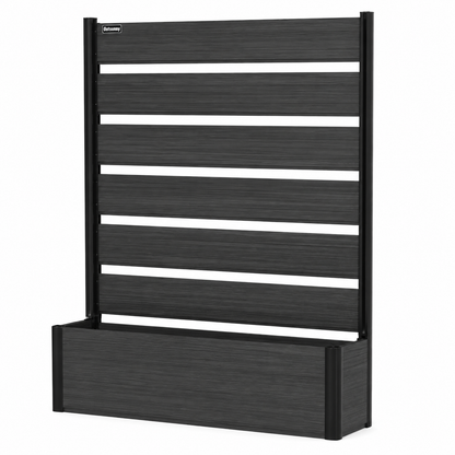 59 In. Tall Black Composite Wood Panels Planter Box with Aluminum Frame Vertical Design for Climbing Plants