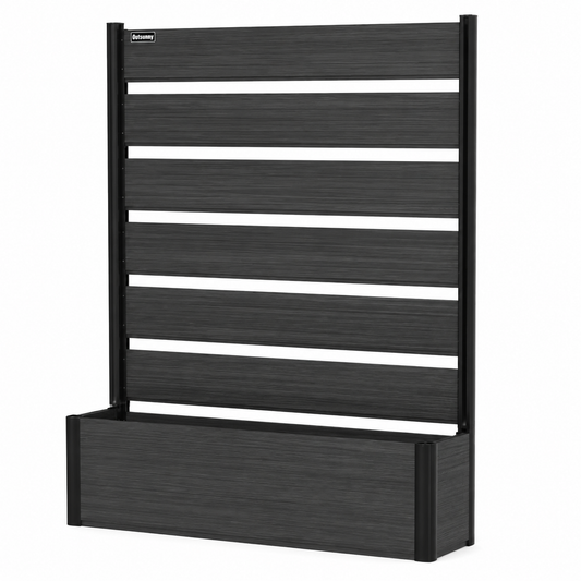 59 In. Tall Black Composite Wood Panels Planter Box with Aluminum Frame Vertical Design for Climbing Plants
