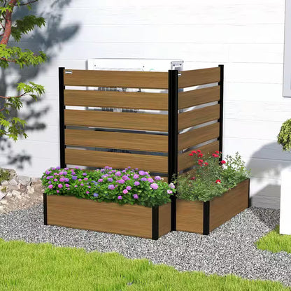 59 In. Tall Brown Composite Wood Panels Planter Box with Aluminum Frame Vertical Design for Climbing Plants