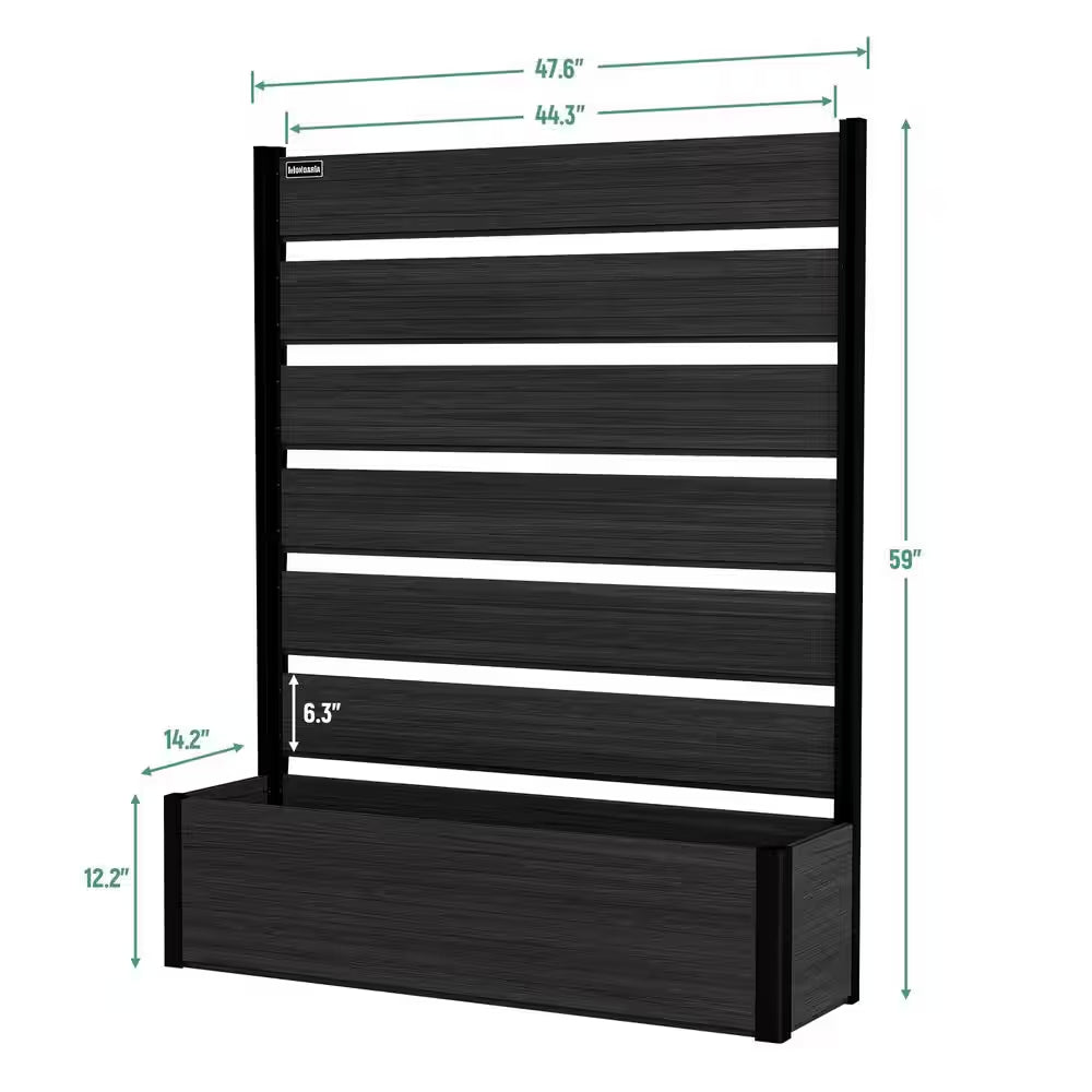 59 In. Tall Black Composite Wood Panels Planter Box with Aluminum Frame Vertical Design for Climbing Plants